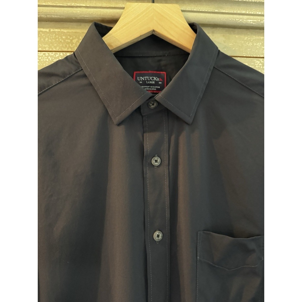 UNTUCKit Gironde Shirt Men's Large Black Performance Stretch Button Front 2023